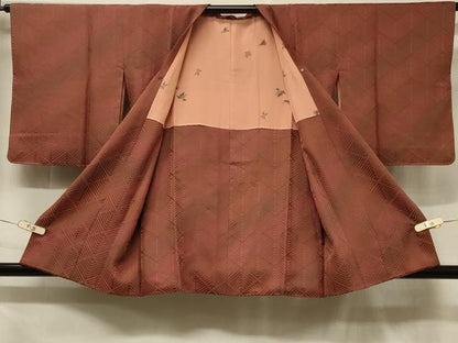 平和屋着物＃道行コート　菱松葉文　正絹　逸品　CABF1353in