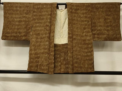 平和屋着物＃羽織　ふくれ織　横段亀甲文　正絹　逸品　CABF1356in