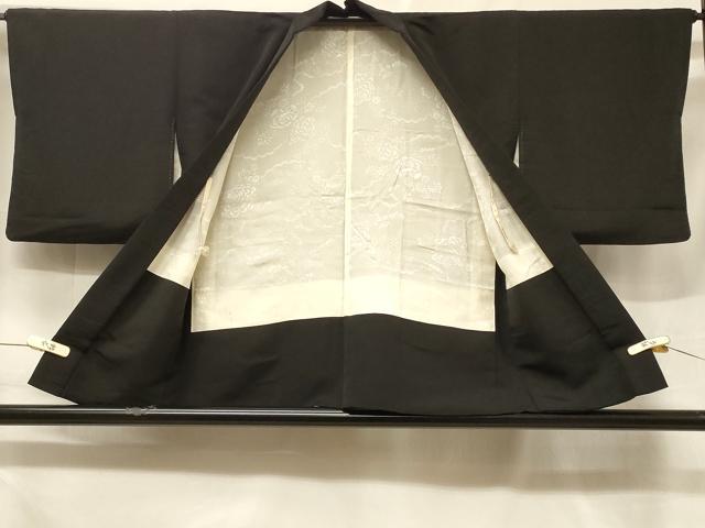 平和屋着物＃羽織　寿光織　流水扇面花文　黒地　金銀糸　正絹　逸品　CABF1359in