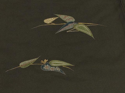 平和屋着物＃羽織　総刺繍　枝葉文　黒地　金糸　正絹　逸品　CABF1366in