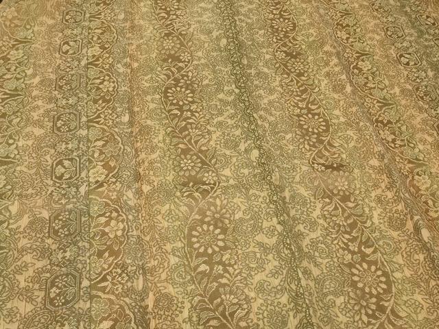 平和屋着物＃道行コート　お召地　更紗花間道　ロング丈　正絹　逸品　未使用　CABF1372in