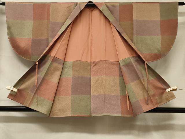 平和屋着物＃道中着　格子柄　正絹　逸品　未使用　CABF1374in 平和屋着物＃道中着 格子柄 正絹 逸品 未使用 CABF1374in
