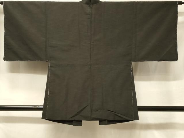 平和屋着物＃男性　羽織　紬地　霞文　黒地　正絹　逸品　未使用　CABF1376in