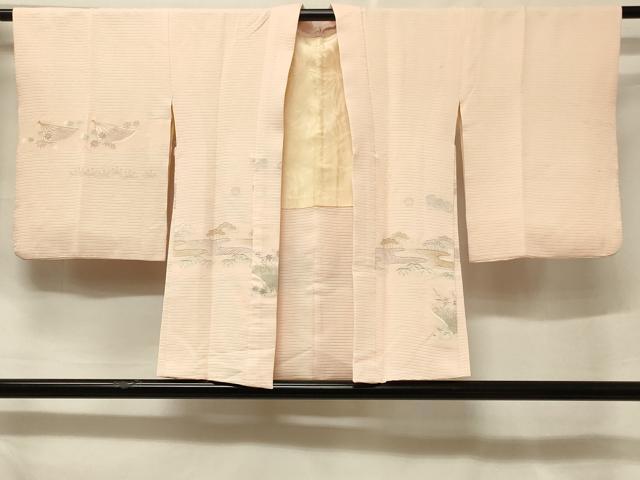 平和屋着物＃羽織　扇面草花文　金銀糸　正絹　逸品　CABF1378in