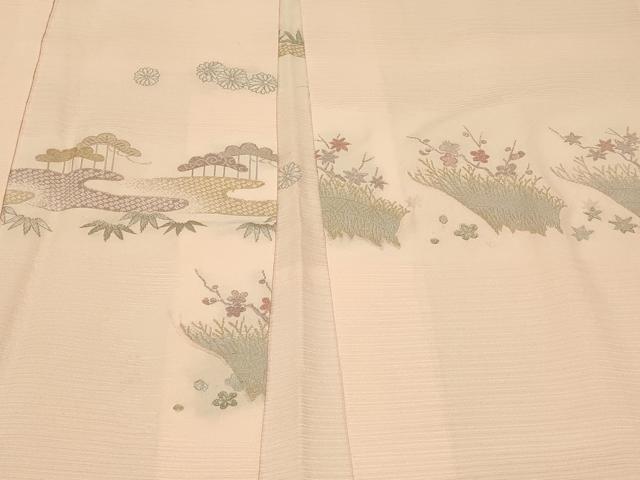 平和屋着物＃羽織　扇面草花文　金銀糸　正絹　逸品　CABF1378in