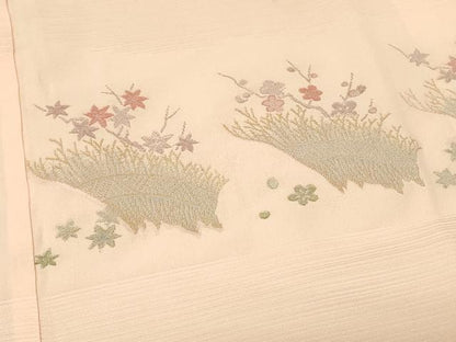 平和屋着物＃羽織　扇面草花文　金銀糸　正絹　逸品　CABF1378in