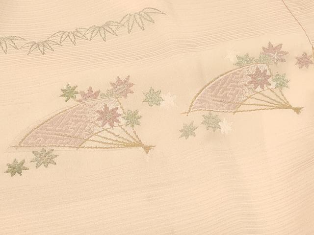 平和屋着物＃羽織　扇面草花文　金銀糸　正絹　逸品　CABF1378in