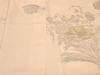 平和屋着物＃羽織　寿光織　草花文　金銀糸　正絹　逸品　CABF1379in