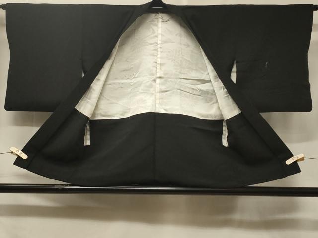 平和屋着物＃羽織　総刺繍　草花文　黒地　銀糸　正絹　逸品　CABF1388in