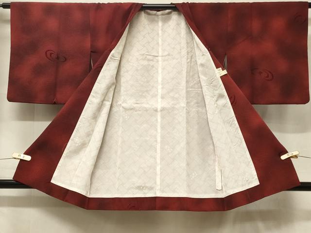 平和屋着物＃道行コート　輪奈ビロード　幾何学文様　暈し染め　正絹　逸品　CABF1393in