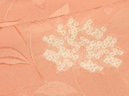 平和屋着物＃羽織　絞り　地紋起こし　草花文　正絹　逸品　CABF1395in