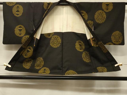 平和屋着物＃本場大島紬　羽織　地空　雪輪陶器花文　正絹　逸品　CABF1406in