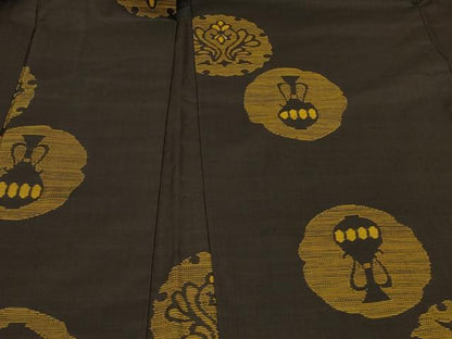 平和屋着物＃本場大島紬　羽織　地空　雪輪陶器花文　正絹　逸品　CABF1406in