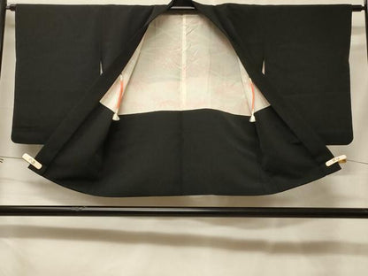 平和屋着物＃羽織　枝花文　黒地　金彩　正絹　逸品　CABF1410in