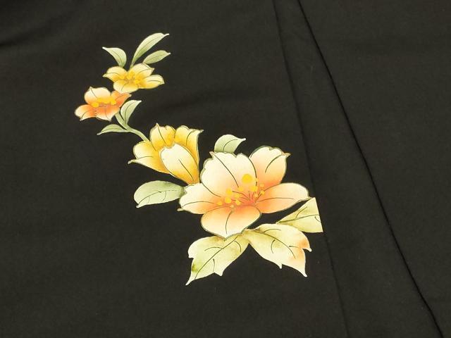 平和屋着物＃羽織　枝花文　黒地　金彩　正絹　逸品　CABF1410in