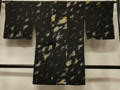 平和屋着物＃道中着　寿光織　霞文　黒地　金銀糸　ロング丈　正絹　逸品　未使用　CABF1412in