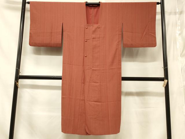 平和屋着物＃道行コート　単衣　縞　ロング丈　正絹　逸品　CABF1417in