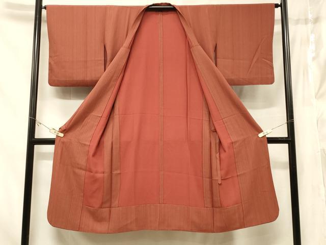 平和屋着物＃道行コート　単衣　縞　ロング丈　正絹　逸品　CABF1417in