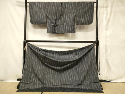 平和屋着物＃道中着　二部式　紬地　縞　正絹　逸品　未使用　CABF1423in