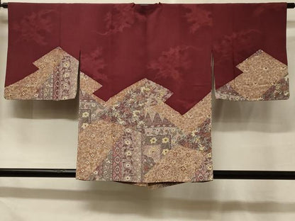 平和屋着物＃道行コート　松皮菱更紗花文　正絹　逸品　CABF1426in