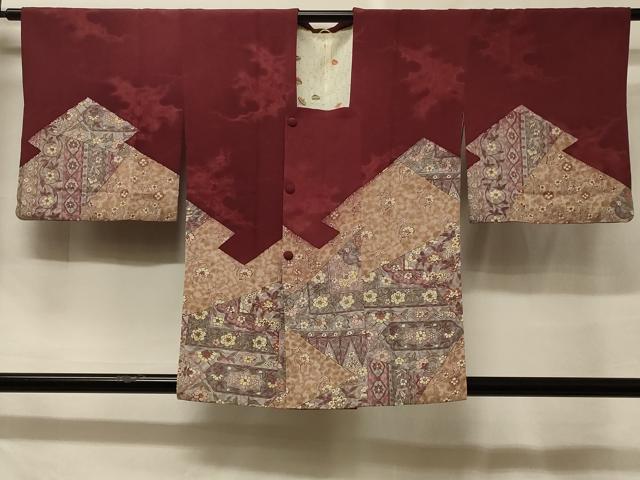 平和屋着物＃道行コート　松皮菱更紗花文　正絹　逸品　CABF1426in