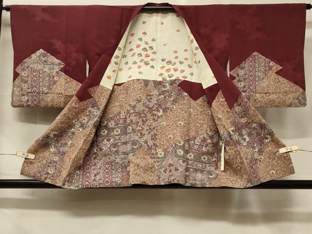 平和屋着物＃道行コート　松皮菱更紗花文　正絹　逸品　CABF1426in