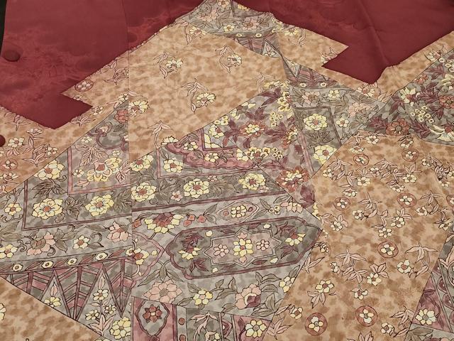 平和屋着物＃道行コート　松皮菱更紗花文　正絹　逸品　CABF1426in