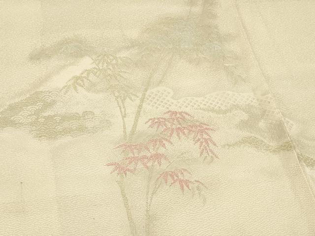 平和屋着物＃羽織　寿光織　道長笹竹文　金銀糸　正絹　逸品　CABF1441in