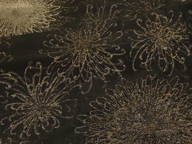 平和屋着物＃羽織　寿光織　乱菊　黒地　金糸　正絹　逸品　CABF1451in