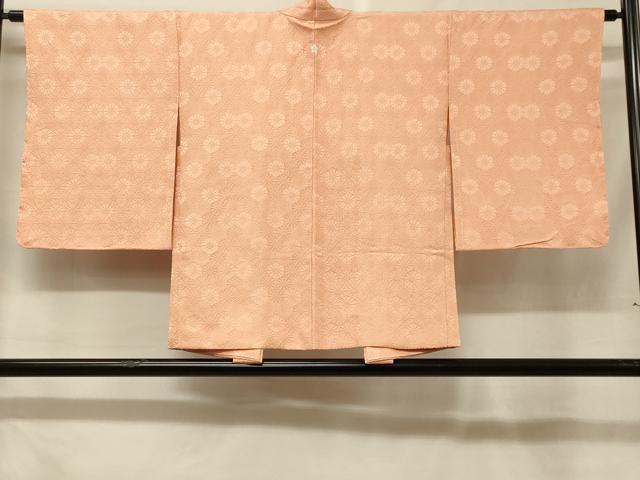平和屋着物＃羽織　色無地　麻の葉地紋　鴇色　正絹　逸品　未使用　CABF1456in