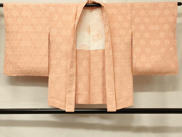 平和屋着物＃羽織　色無地　麻の葉地紋　鴇色　正絹　逸品　未使用　CABF1456in
