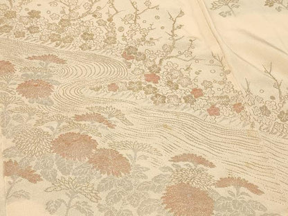 平和屋着物＃羽織　寿光織　流水草花文　金銀糸　正絹　逸品　CABF1458in