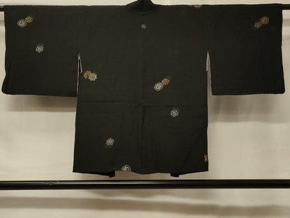 平和屋着物＃羽織　寿光織　正倉院花文　黒地　金銀糸　正絹　逸品　CABF1461in