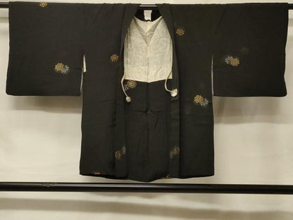 平和屋着物＃羽織　寿光織　正倉院花文　黒地　金銀糸　正絹　逸品　CABF1461in