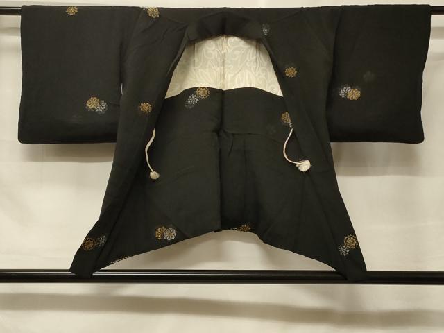 平和屋着物＃羽織　寿光織　正倉院花文　黒地　金銀糸　正絹　逸品　CABF1461in