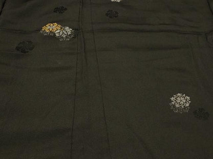 平和屋着物＃羽織　寿光織　正倉院花文　黒地　金銀糸　正絹　逸品　CABF1461in
