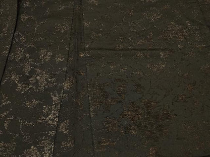 平和屋着物＃羽織　寿光織　枝花文　黒地　金糸　正絹　逸品　未使用　CABF1464in