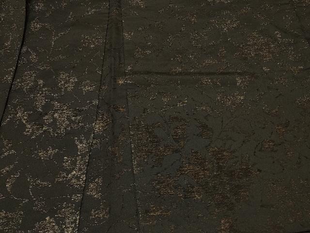 平和屋着物＃羽織　寿光織　枝花文　黒地　金糸　正絹　逸品　未使用　CABF1464in