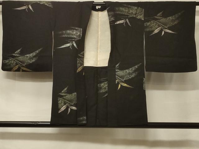 平和屋着物＃羽織　寿光織　吉祥枝葉文　黒地　金銀糸　正絹　逸品　CABF1466in