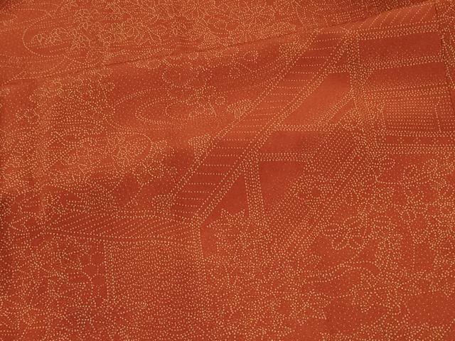 平和屋着物＃道行コート　風景草花文　正絹　逸品　CABF1468in