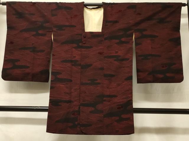 平和屋着物＃道行コート　輪奈ビロード　立波文　ロング丈　正絹　逸品　CABF1469in