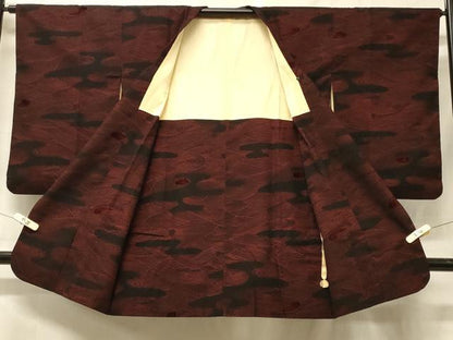 平和屋着物＃道行コート　輪奈ビロード　立波文　ロング丈　正絹　逸品　CABF1469in