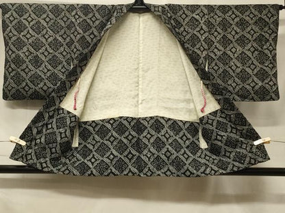 平和屋着物＃羽織　総絞り　花菱文　黒地　正絹　逸品　CABF1472in