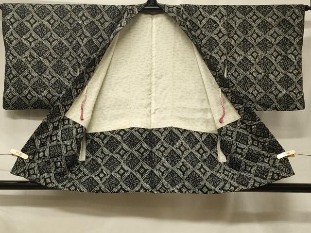 平和屋着物＃羽織　総絞り　花菱文　黒地　正絹　逸品　CABF1472in