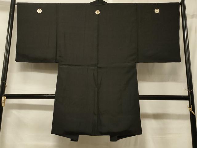 平和屋着物＃男性　長羽織　黒紋付き　正絹　逸品　CABF1474in