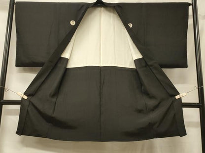 平和屋着物＃男性　長羽織　黒紋付き　正絹　逸品　CABF1474in