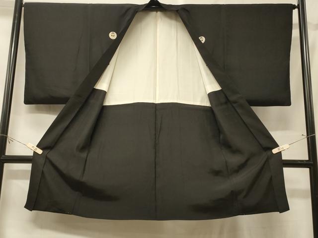平和屋着物＃男性　長羽織　黒紋付き　正絹　逸品　CABF1474in