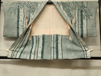 平和屋着物＃羽織　総絞り　笹竹文　正絹　逸品　CABF1482in