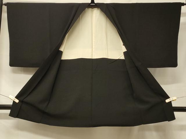平和屋着物＃男性　長羽織　黒地　正絹　逸品　CABF1485in