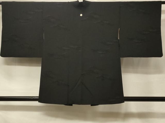平和屋着物＃羽織　枝松地紋　黒地　正絹　逸品　CABF1489in